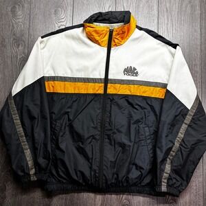 Vintage Mac Tools Canada Motorsports Windbreaker Jacket Black Yellow Mens XL